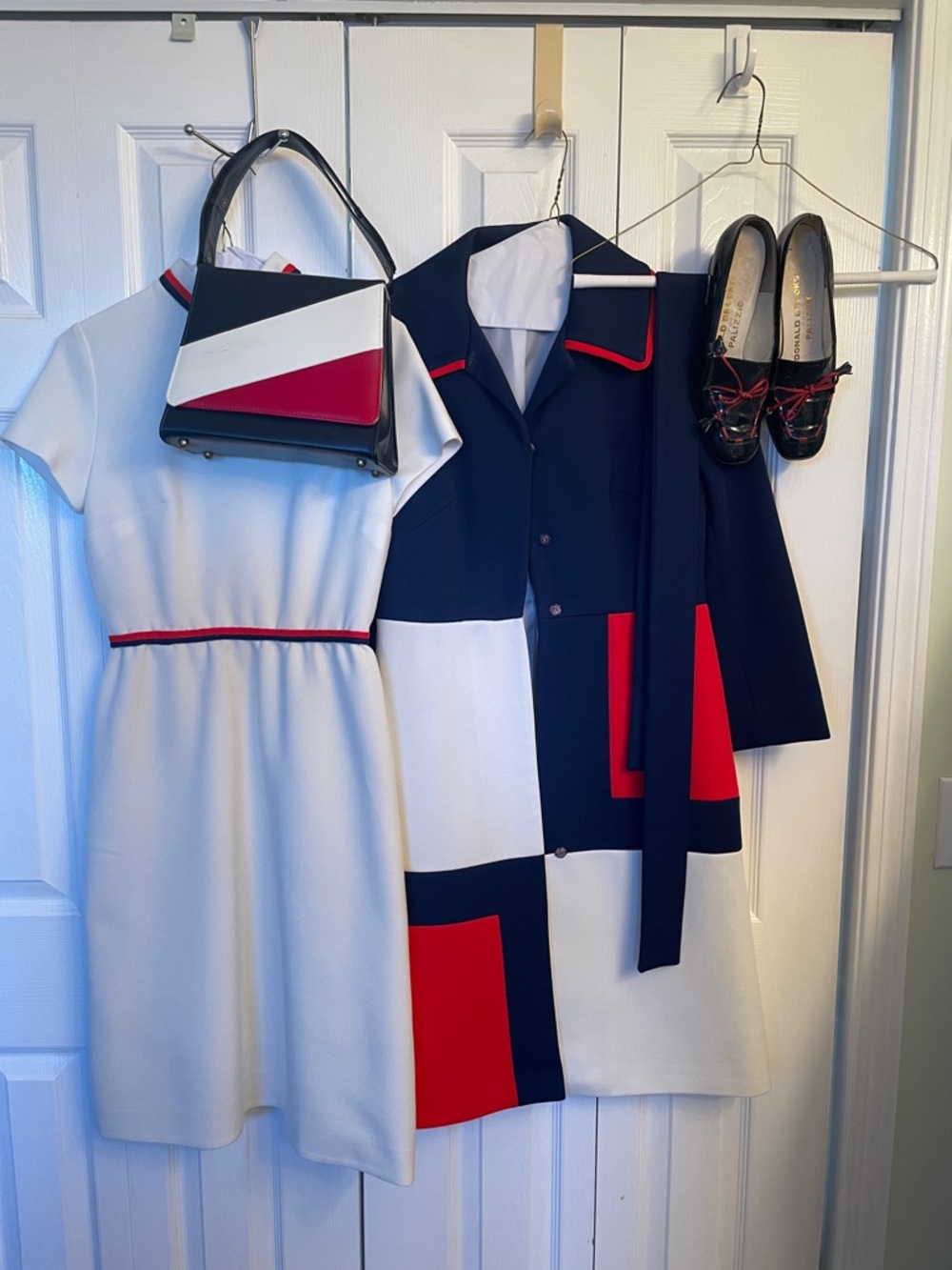 Colorblock Mini Dress and Jacket Set in Navy, White & Red